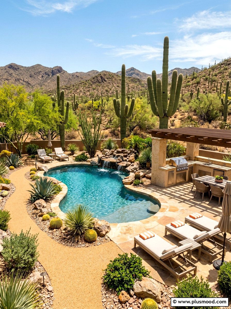 Desert Landscaping Pool - 25 pool landscaping ideas with outdoor kitchen