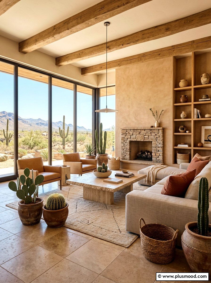 Desert Modern Living Room - 25 neutral summer living room ideas