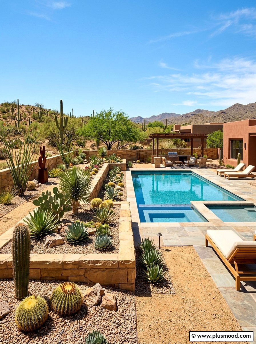Desert Style Pool Landscaping - 25 pool landscaping ideas with raised planters