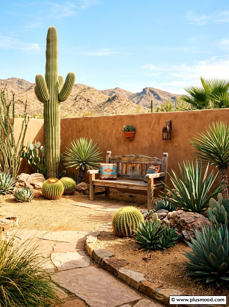 Desert Style Small Backyard - 25 small backyard ideas with succulent garden