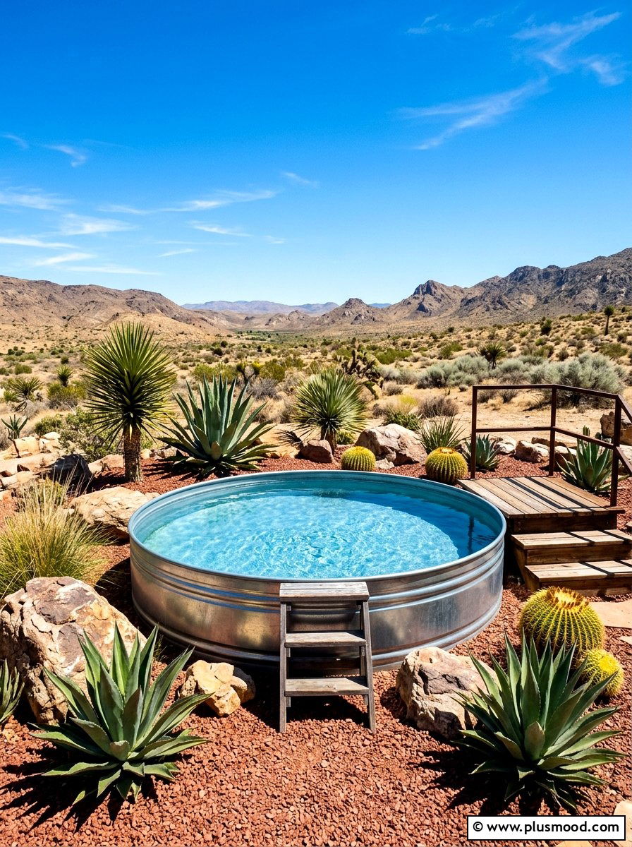 Desert Style Stock Tank Pool - 25 summer stock tank pool ideas