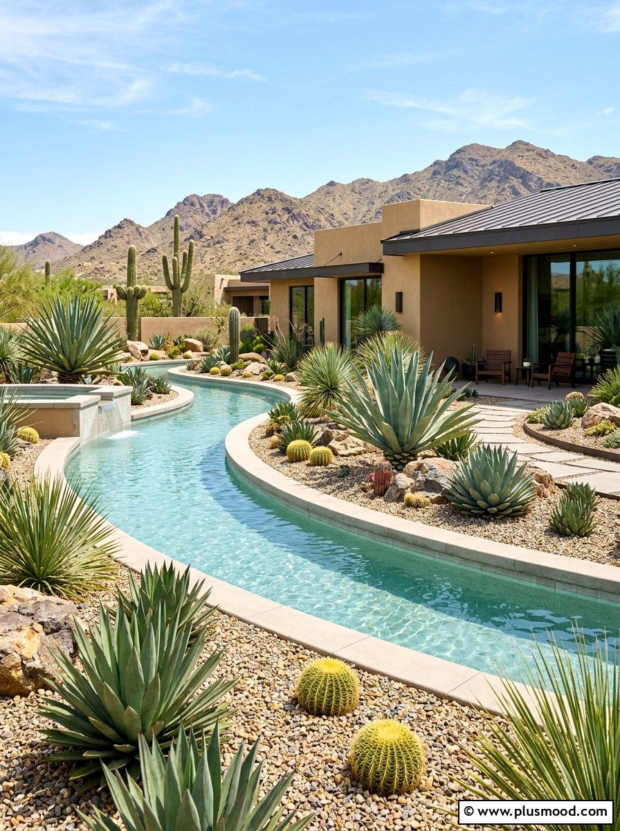 Desert Succulent Gardens - 25 pool landscaping ideas for lazy river pools