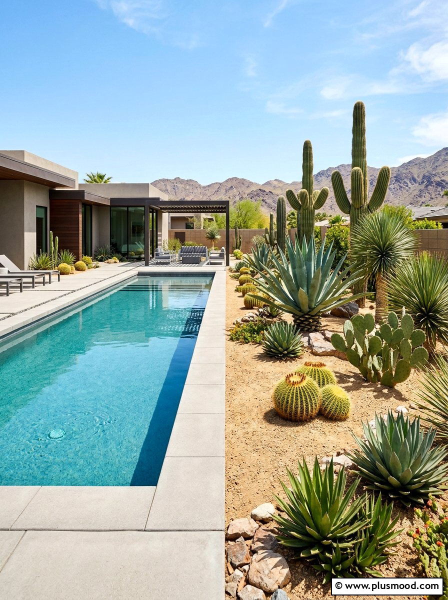 Desert Succulent Landscaping - 25 pool landscaping ideas for rectangular pools