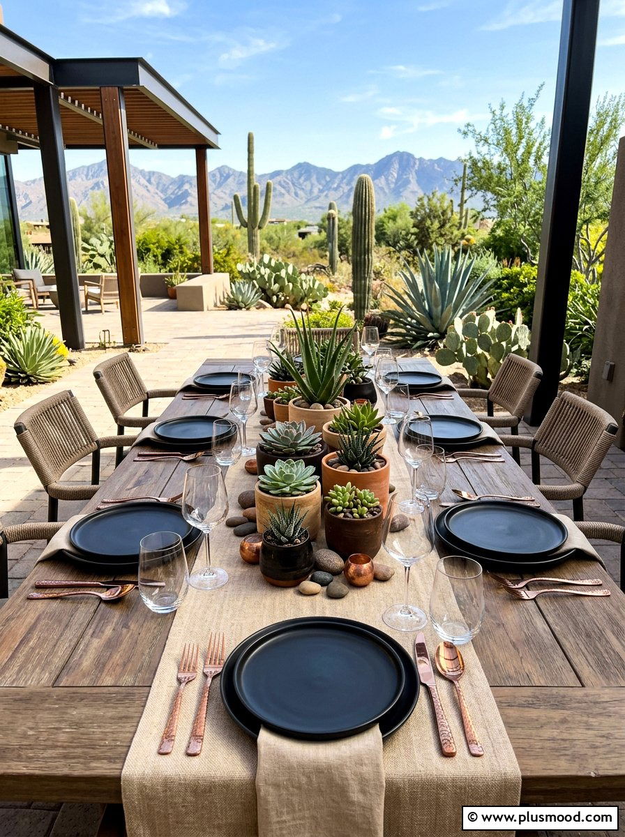 Desert Succulent Modern Table - 25 summer place setting ideas for summer