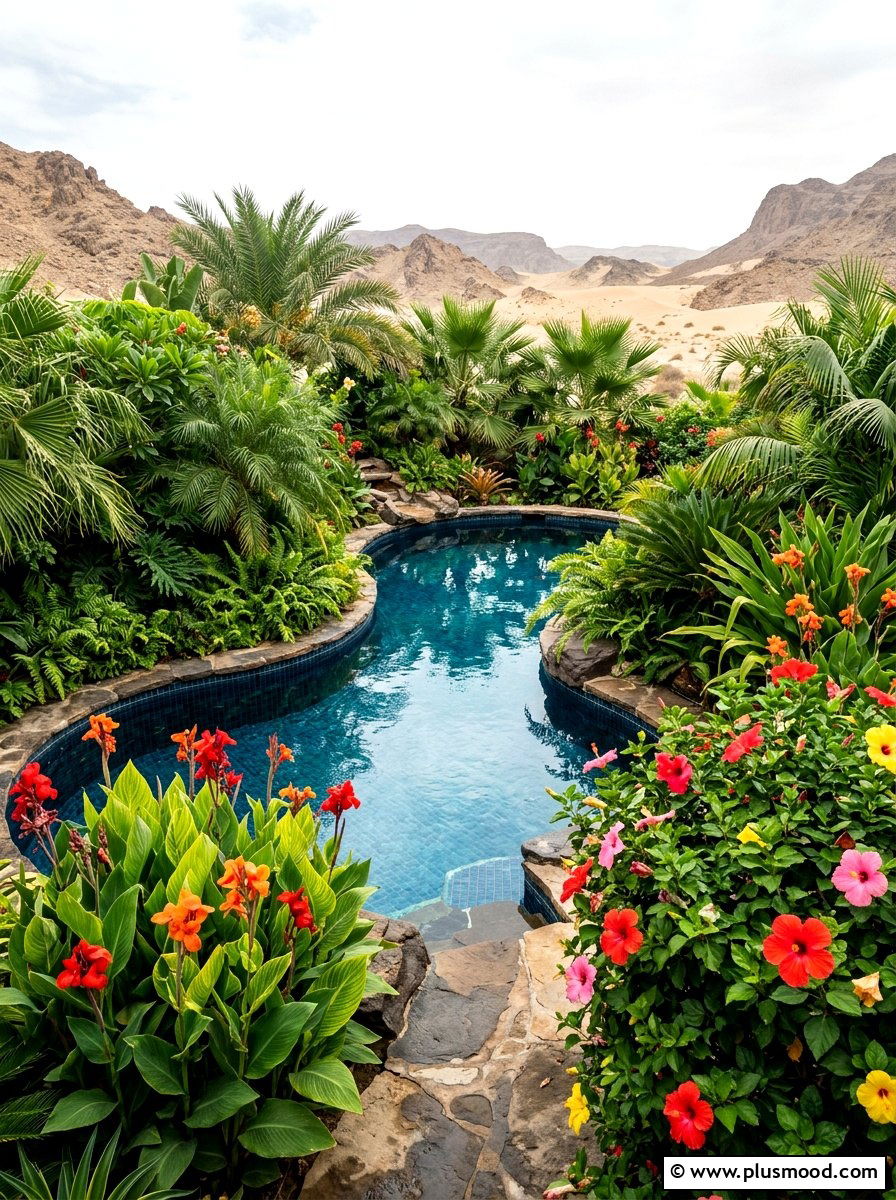 Desert Tropical Oasis Pool - 25 pool landscaping ideas for Arizona homes