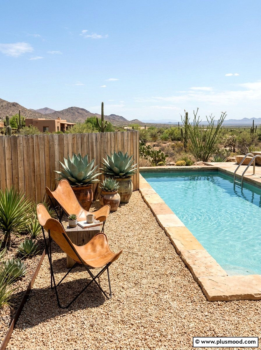 Desert aesthetic gravel nook - 25 summer cozy poolside nook ideas