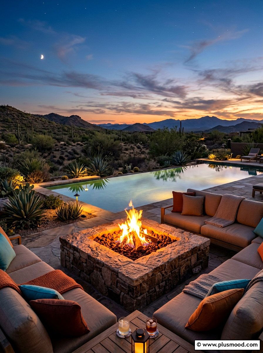 Desert fire pits - 25 pool landscaping ideas for desert climates