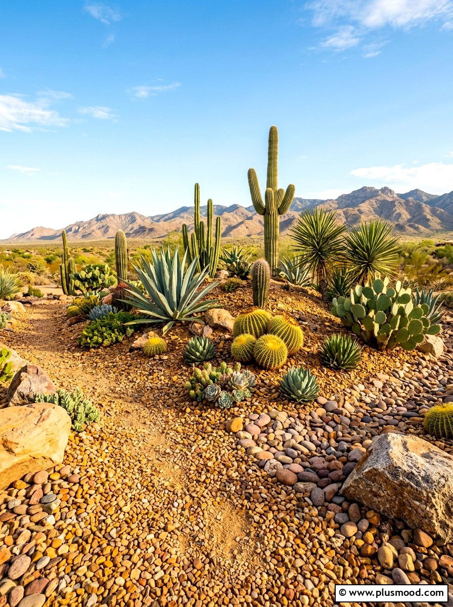 Desert gravel landscape - 25 small backyard ideas with gravel