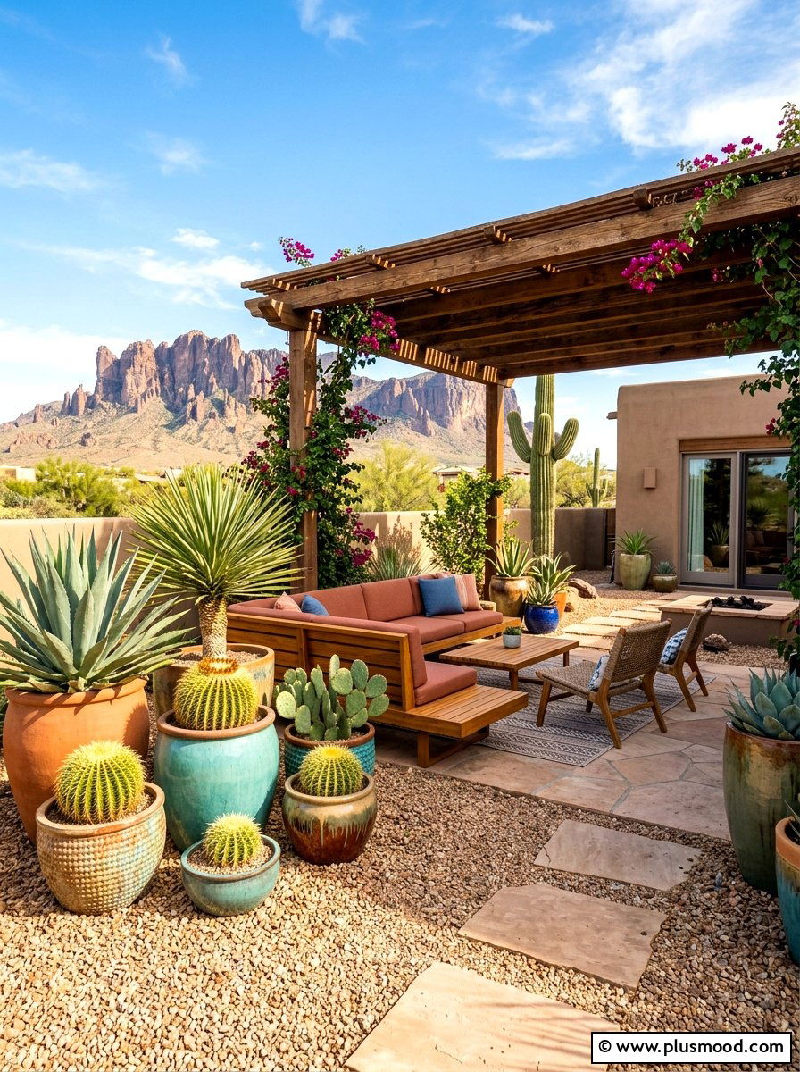 Desert inspired patio landscape - 25 late summer patio decor ideas
