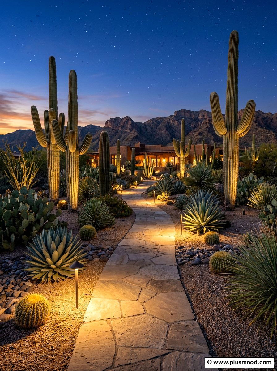 Desert landscape lighting - 25 summer desert landscaping ideas