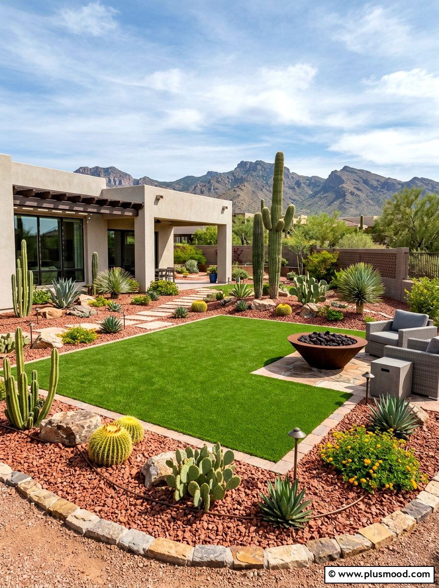Desert landscaping turf - 25 small backyard ideas with artificial turf