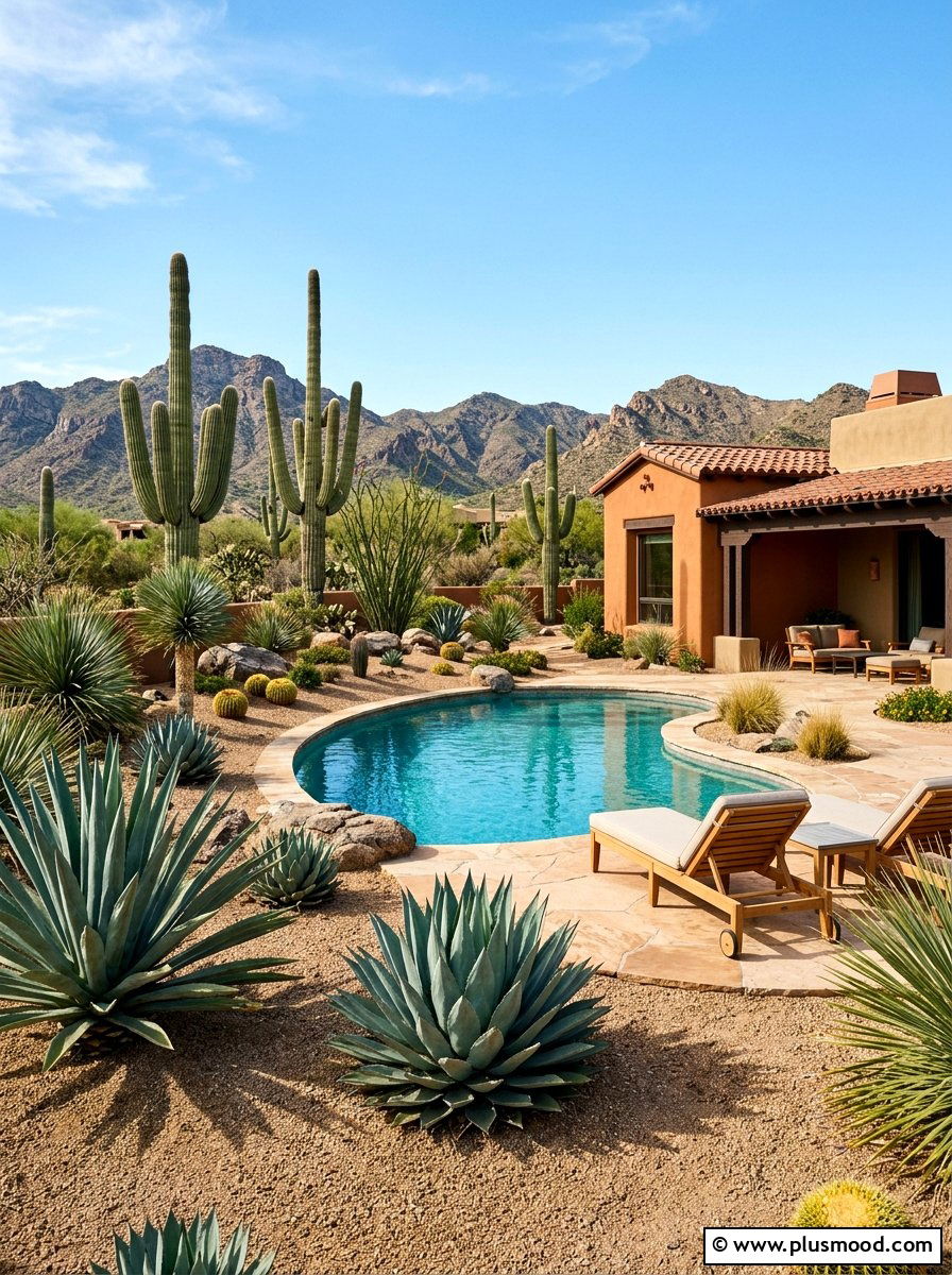 Desert pool landscape - 25 pool landscaping ideas with curved edges