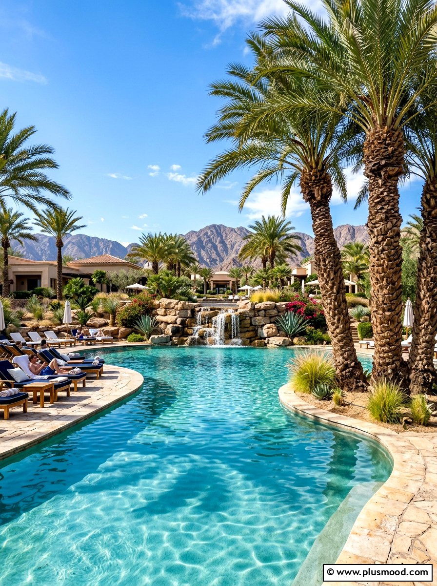 Desert pool landscaping with date palms - 25 summer pool landscaping ideas with palms