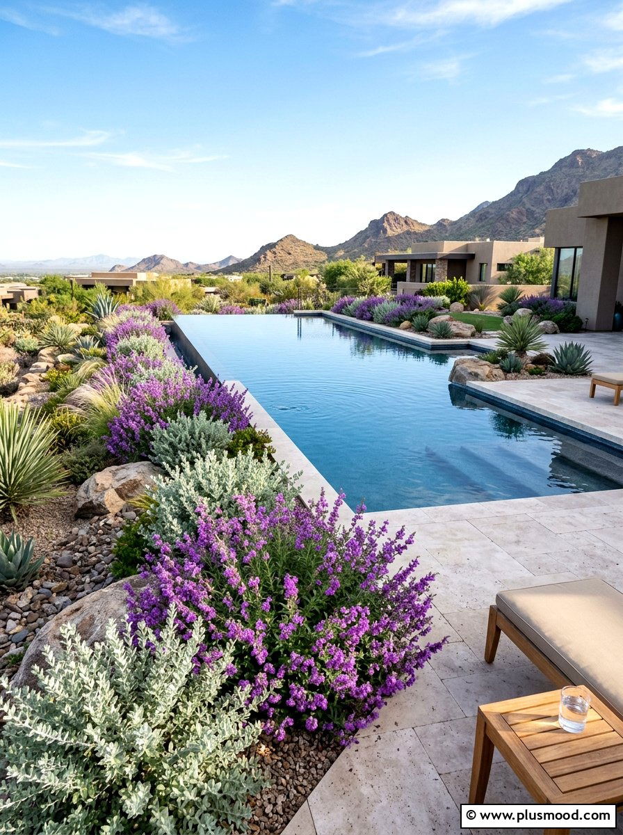 Desert sage planting - 25 pool landscaping ideas for desert climates