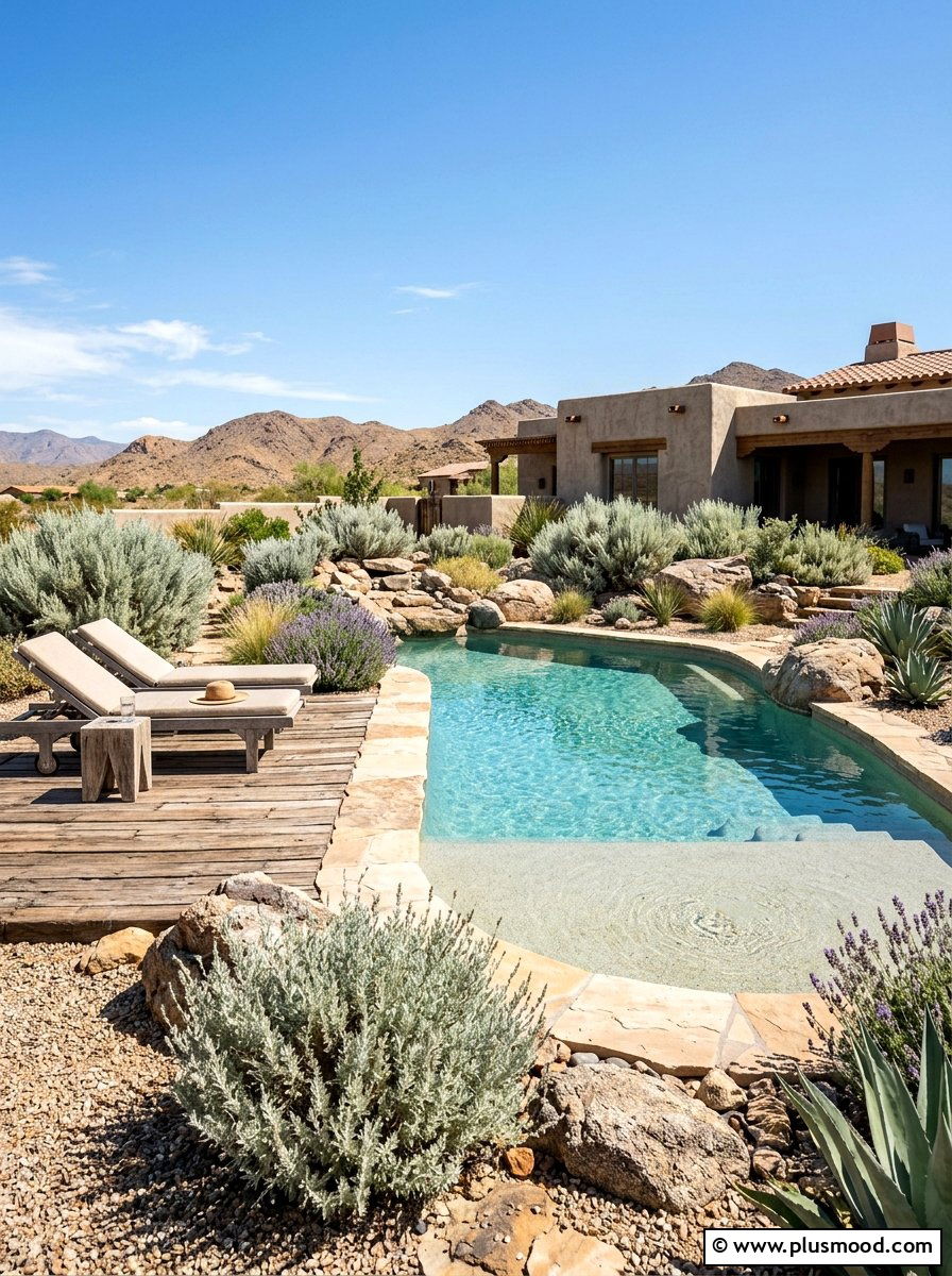 Desert sagebrush pool landscaping - 25 pool landscaping ideas with native plants