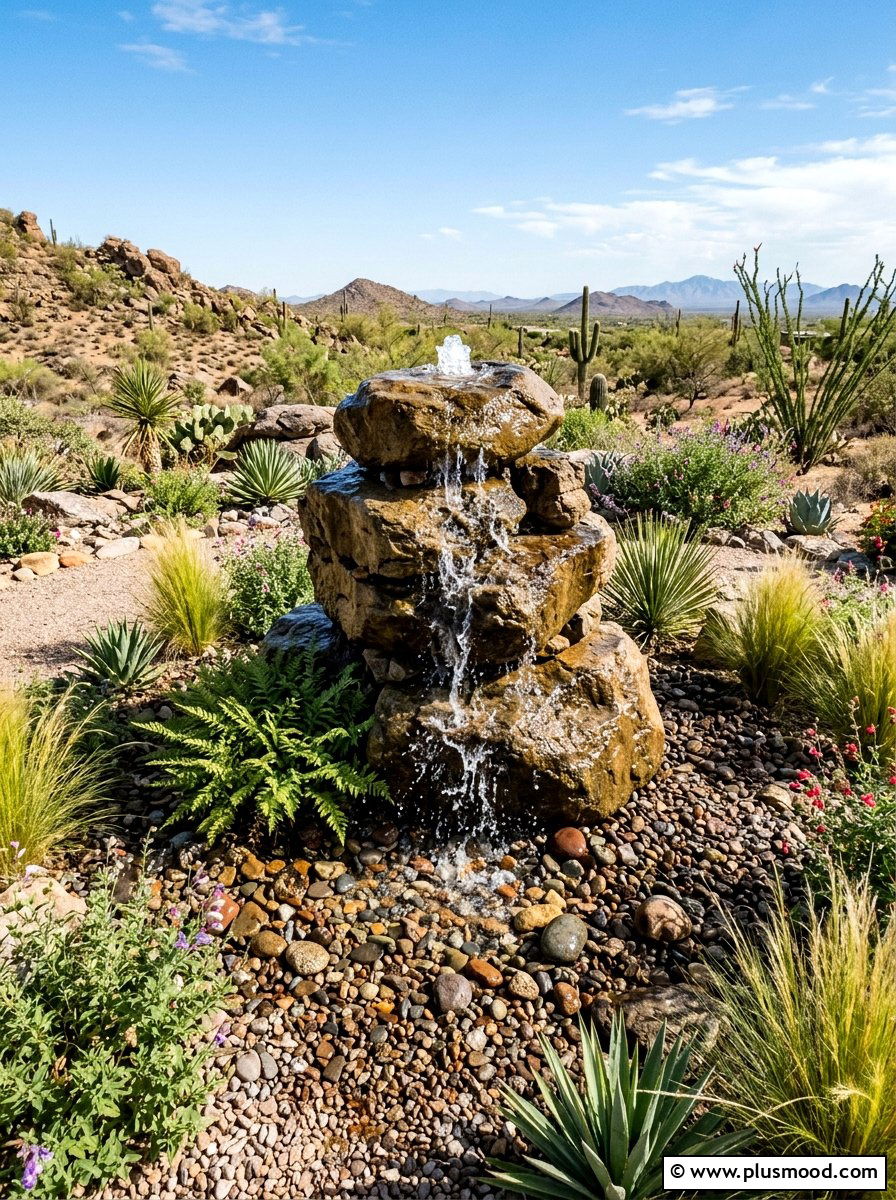 Desert water feature - 25 summer desert landscaping ideas