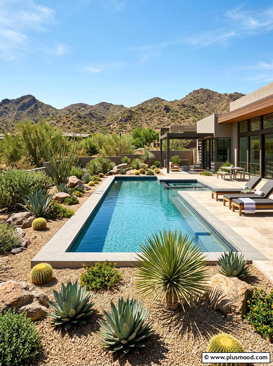 Desert xeriscape pool