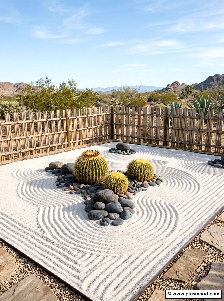 Desert zen garden - 25 small backyard ideas with cactus garden
