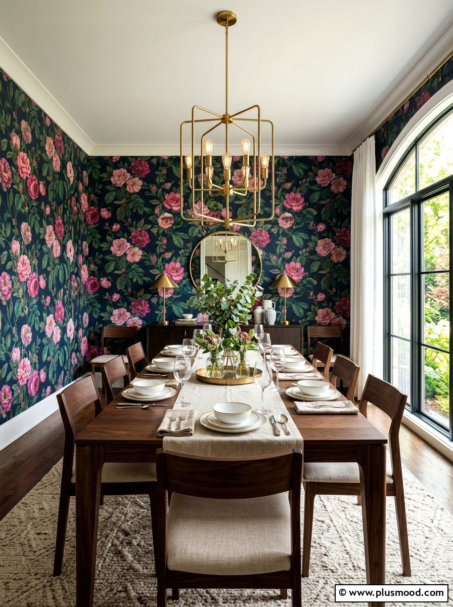 Dining room floral wallpaper - 25 summer decor ideas with florals