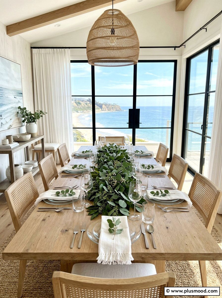 Dining table eucalyptus runner - 25 summer decor ideas with greenery