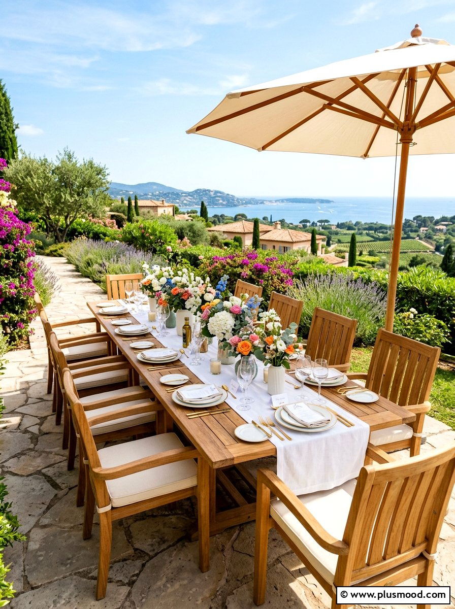 Dining table set for guests - 25 summer backyard seating ideas for guests