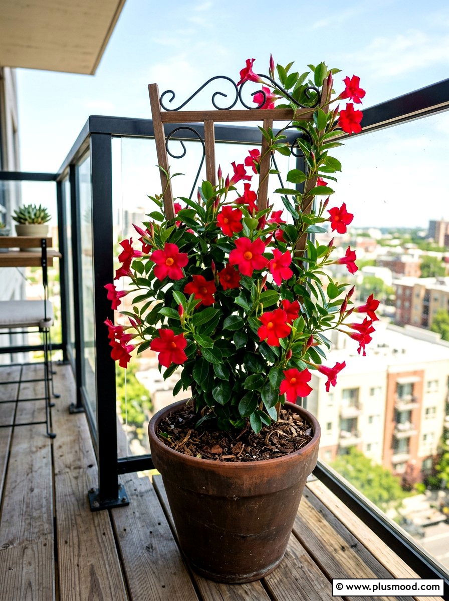 Dipladenia climbing pot - 25 summer planter ideas for full sun
