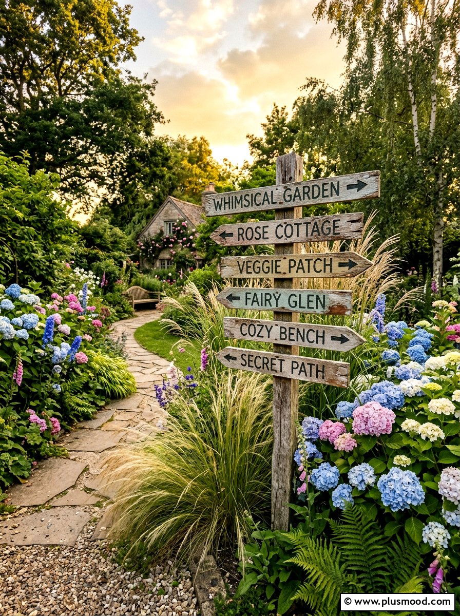 Directional garden arrow signs - 25 outdoor garden decor ideas with wood signs