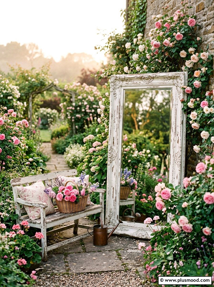 Distressed Shabby Chic Mirror - 25 small backyard ideas with mirror