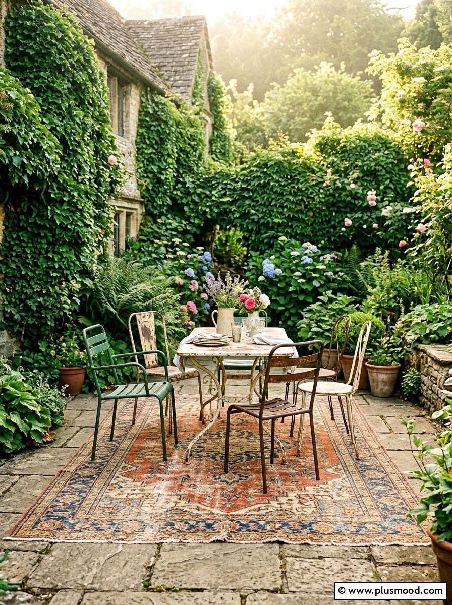 Distressed Vintage Outdoor Rug - 25 summer patio rug ideas