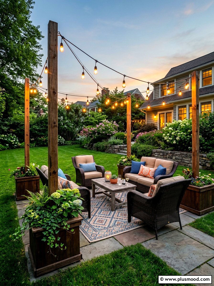 Diy String Light Pole - 25 summer backyard ideas on a budget
