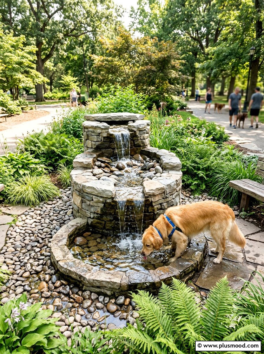Dog friendly water fountain - 25 small backyard ideas for dogs