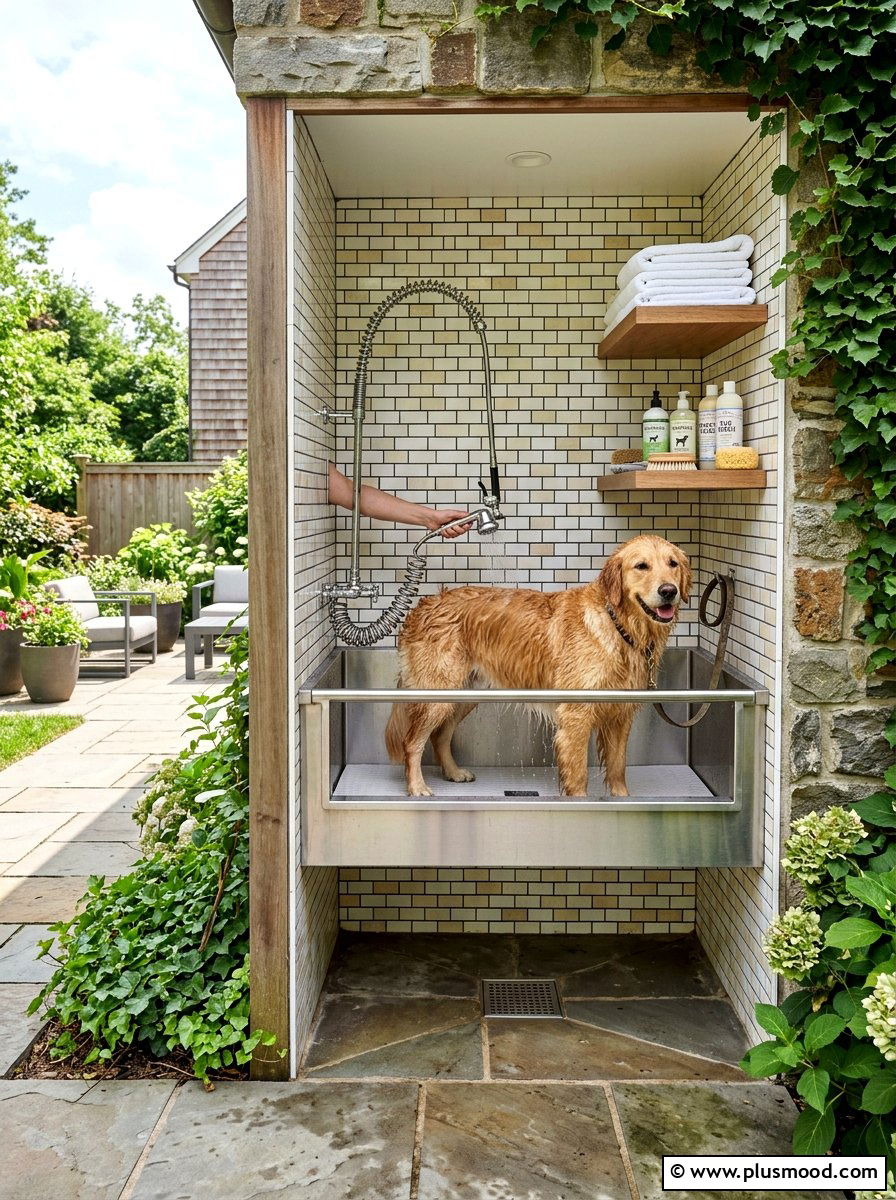 Dog wash station outdoors - 25 small backyard ideas for dogs
