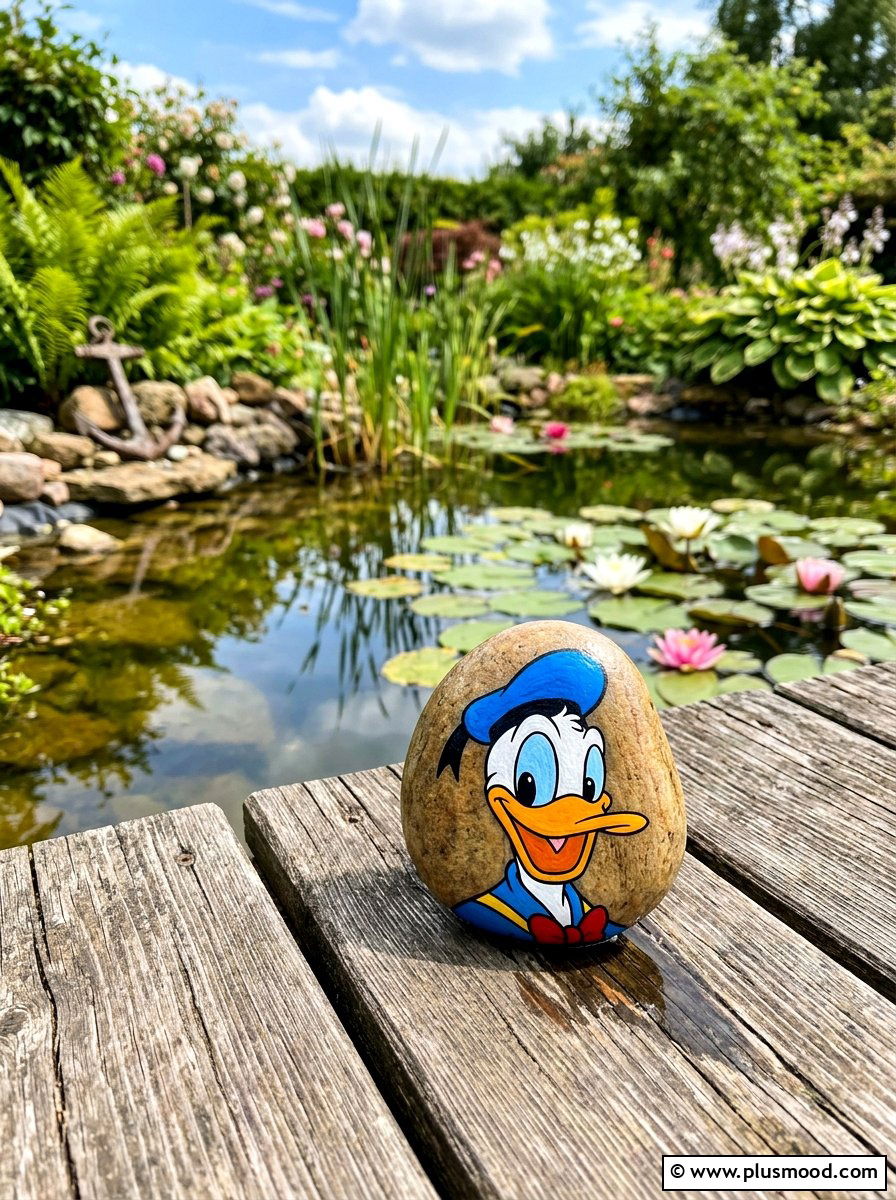 Donald Duck Painted Rock - 25 painted rock ideas with cartoon characters