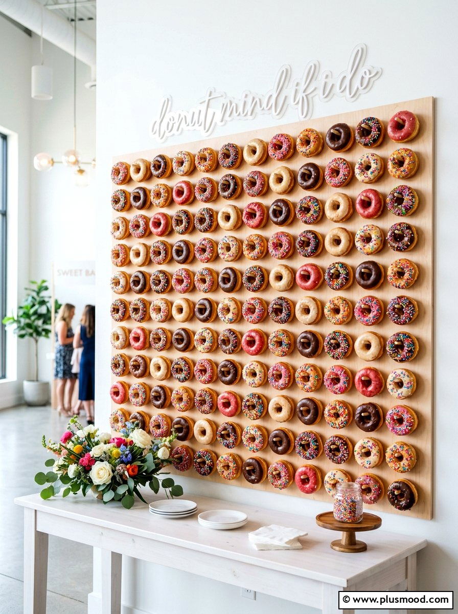 Donut wall display - 25 summer brunch party ideas for summer