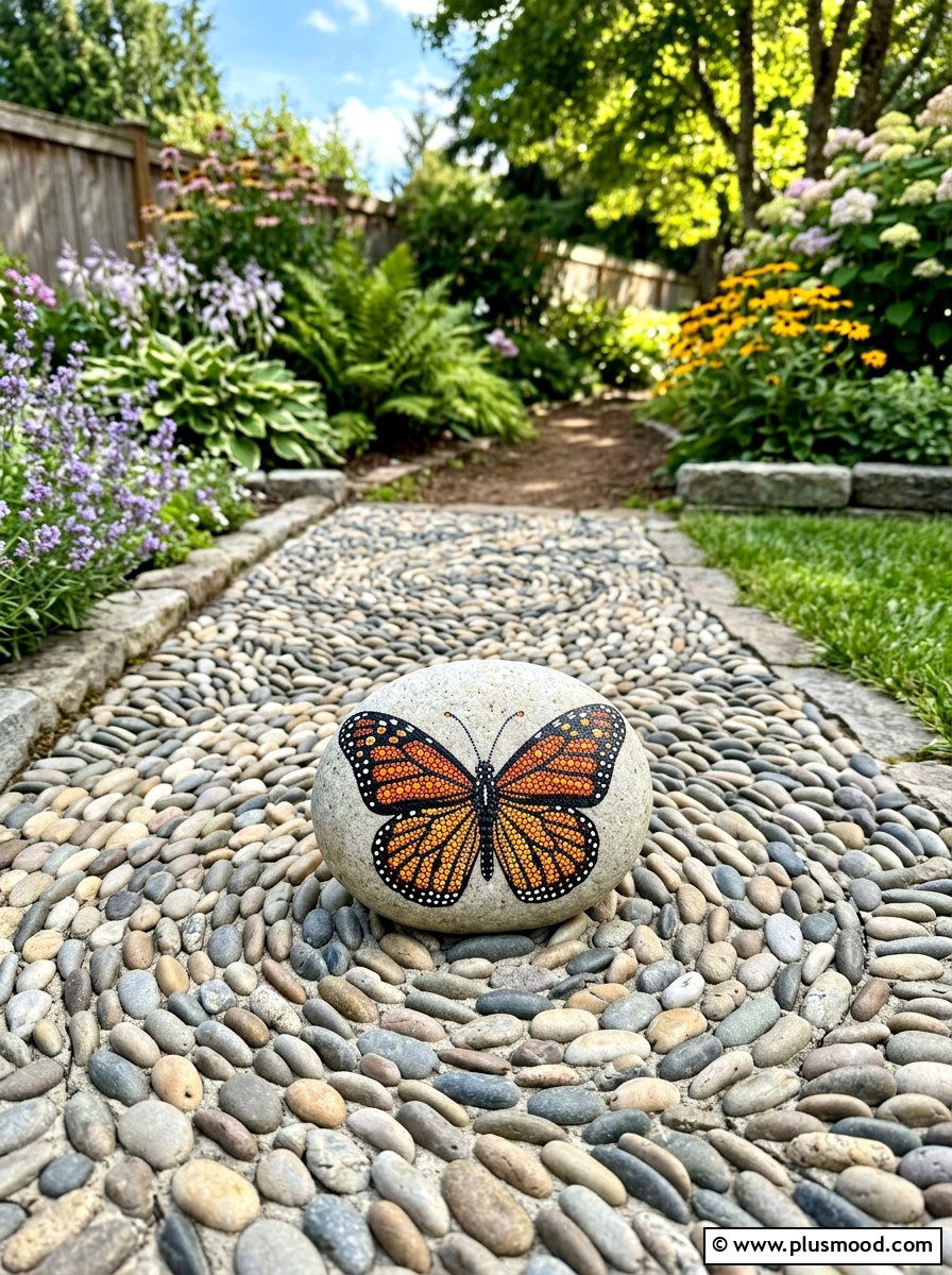 Dot Art Butterfly Rock - 25 painted rock ideas with butterflies