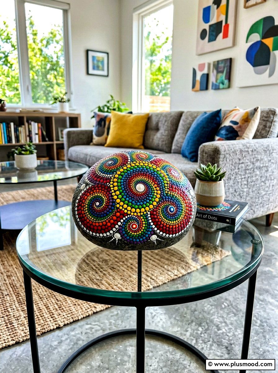 Dot Art Stone - 25 painted rock ideas for tabletop display
