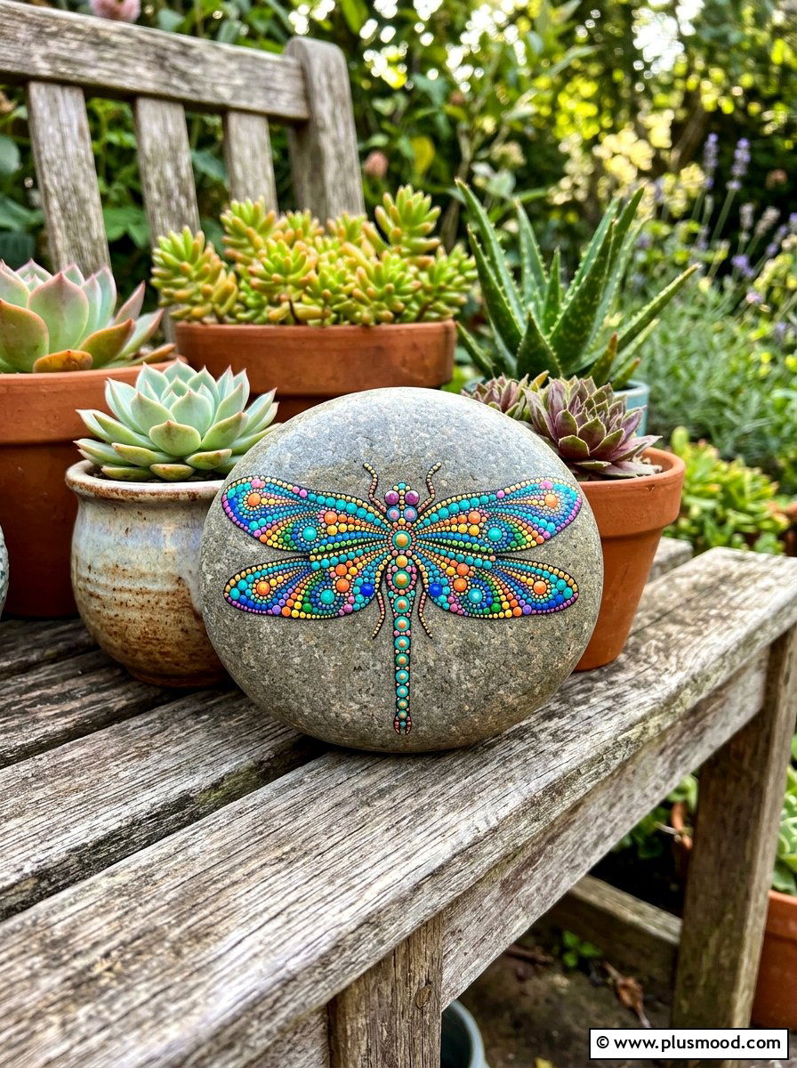 Dot art dragonfly patterns - 25 painted rock ideas with dragonflies