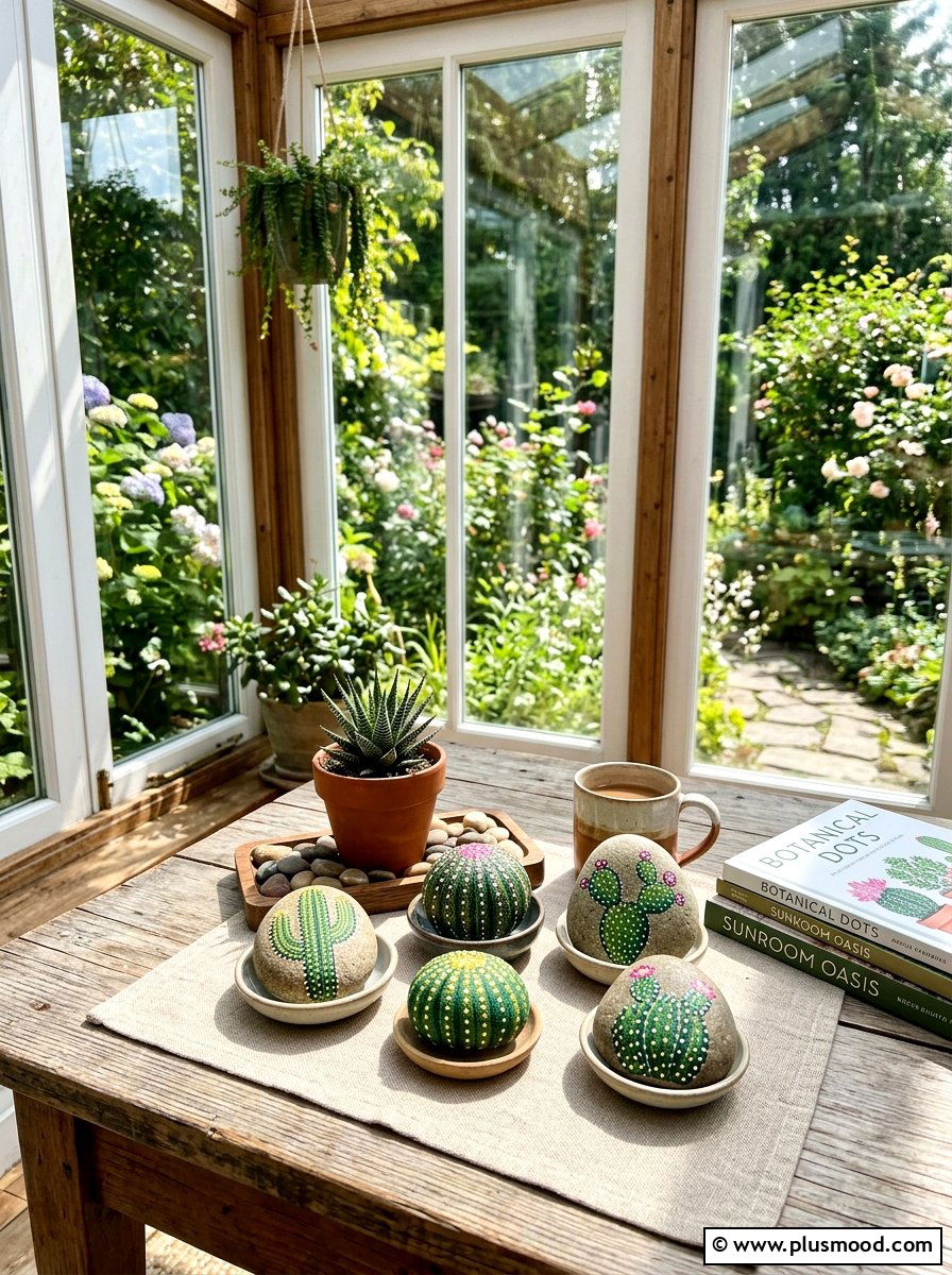 Dotted Cactus Art - 25 painted rock ideas with cactus design
