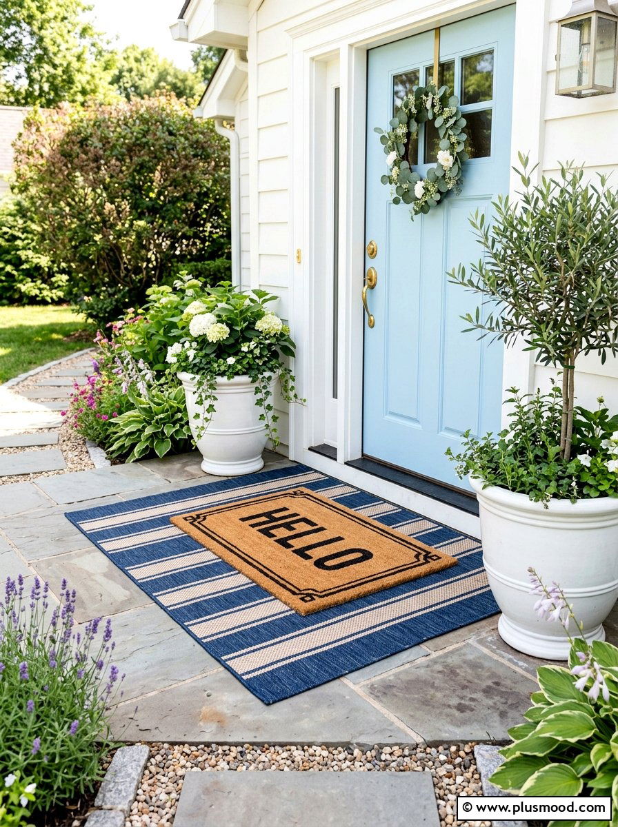 Double Layered Welcome Mat - 25 summer front porch makeover ideas
