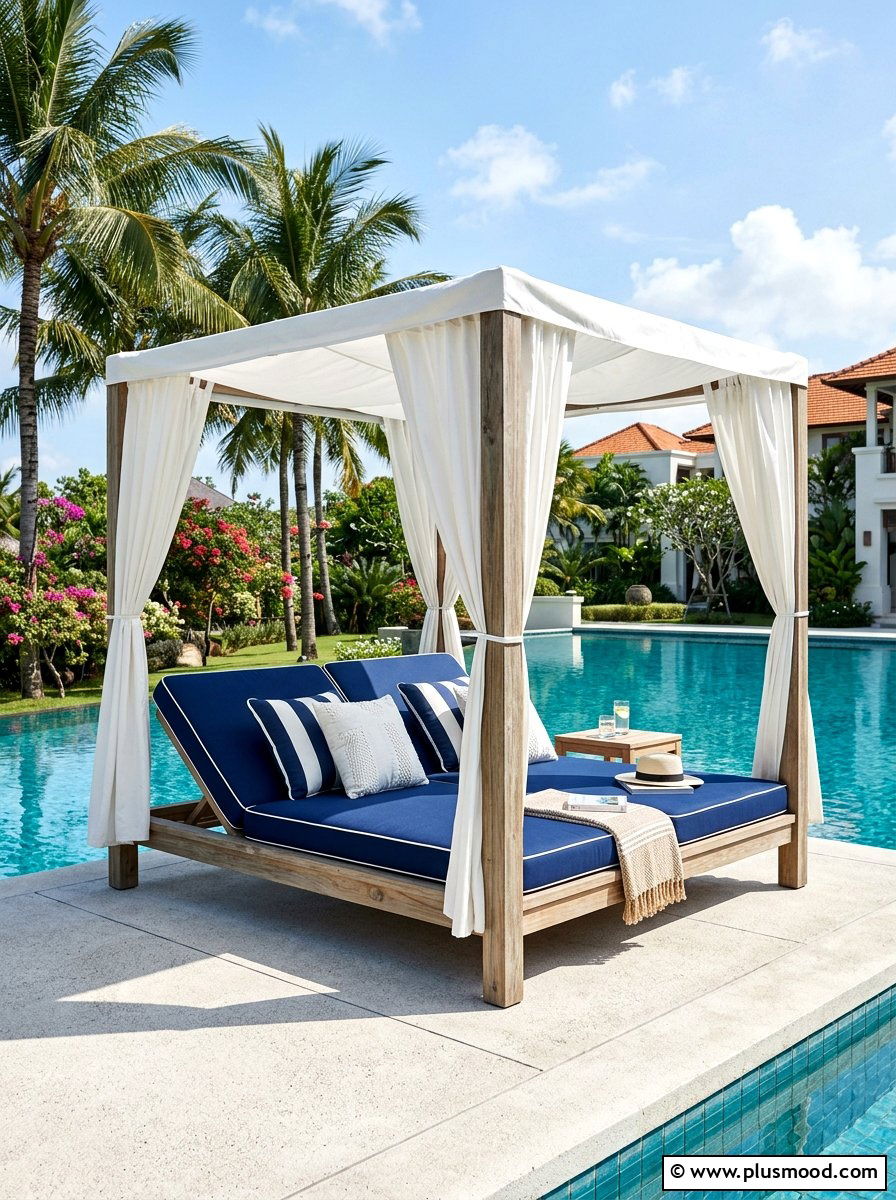 Double Outdoor Daybed - 25 summer pool lounge area ideas