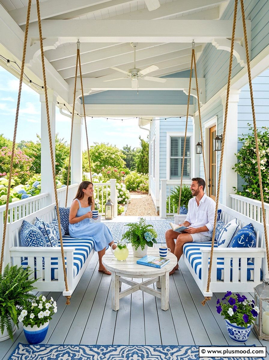 Double Porch Swing Layout - 25 summer front porch swing ideas