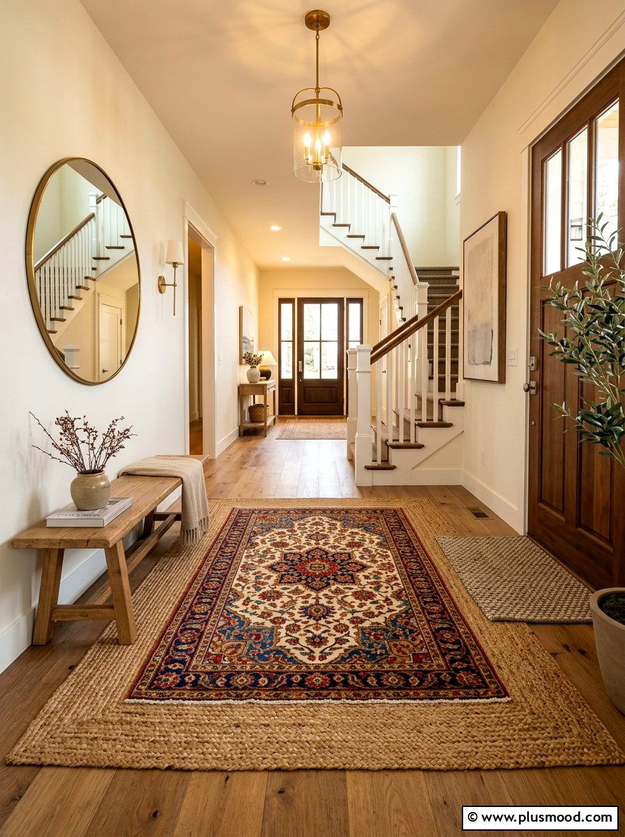 Double Rug Foyer - 25 summer to fall entryway ideas