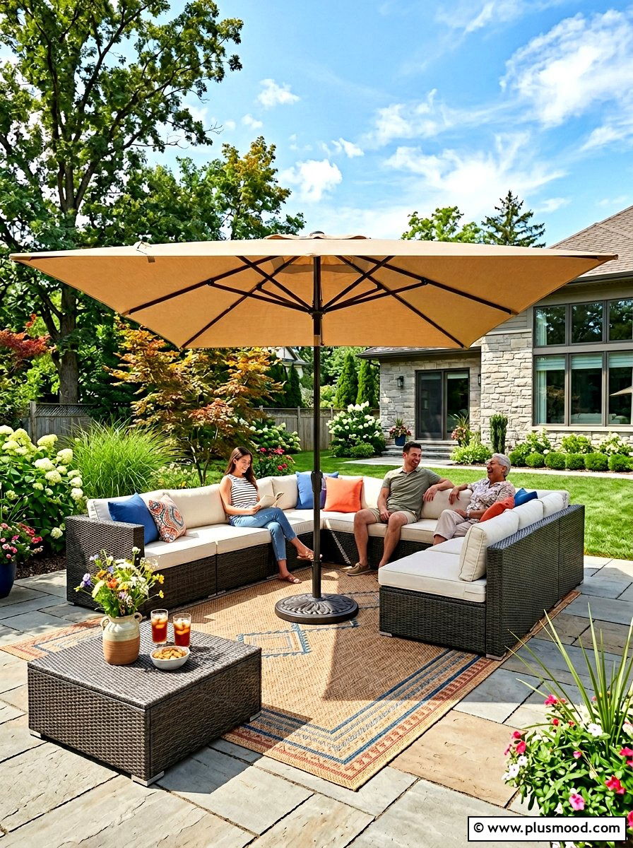 Double Sided Patio Umbrella - 25 summer patio umbrella ideas