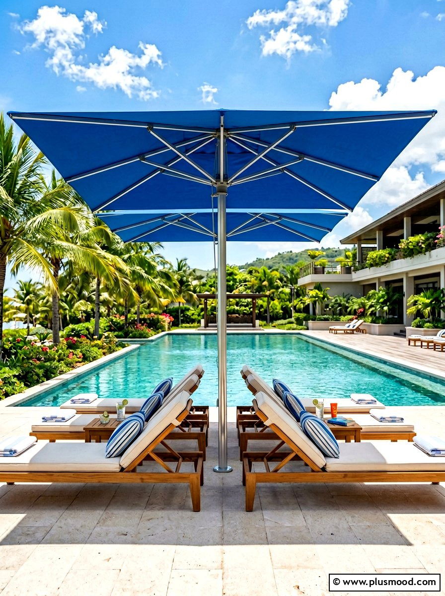 Double Sided Pool Umbrella - 25 summer poolside umbrella ideas