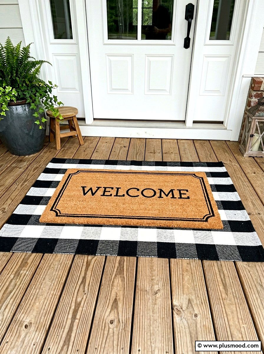 Double door mat - 25 summer cheap curb appeal ideas for summer