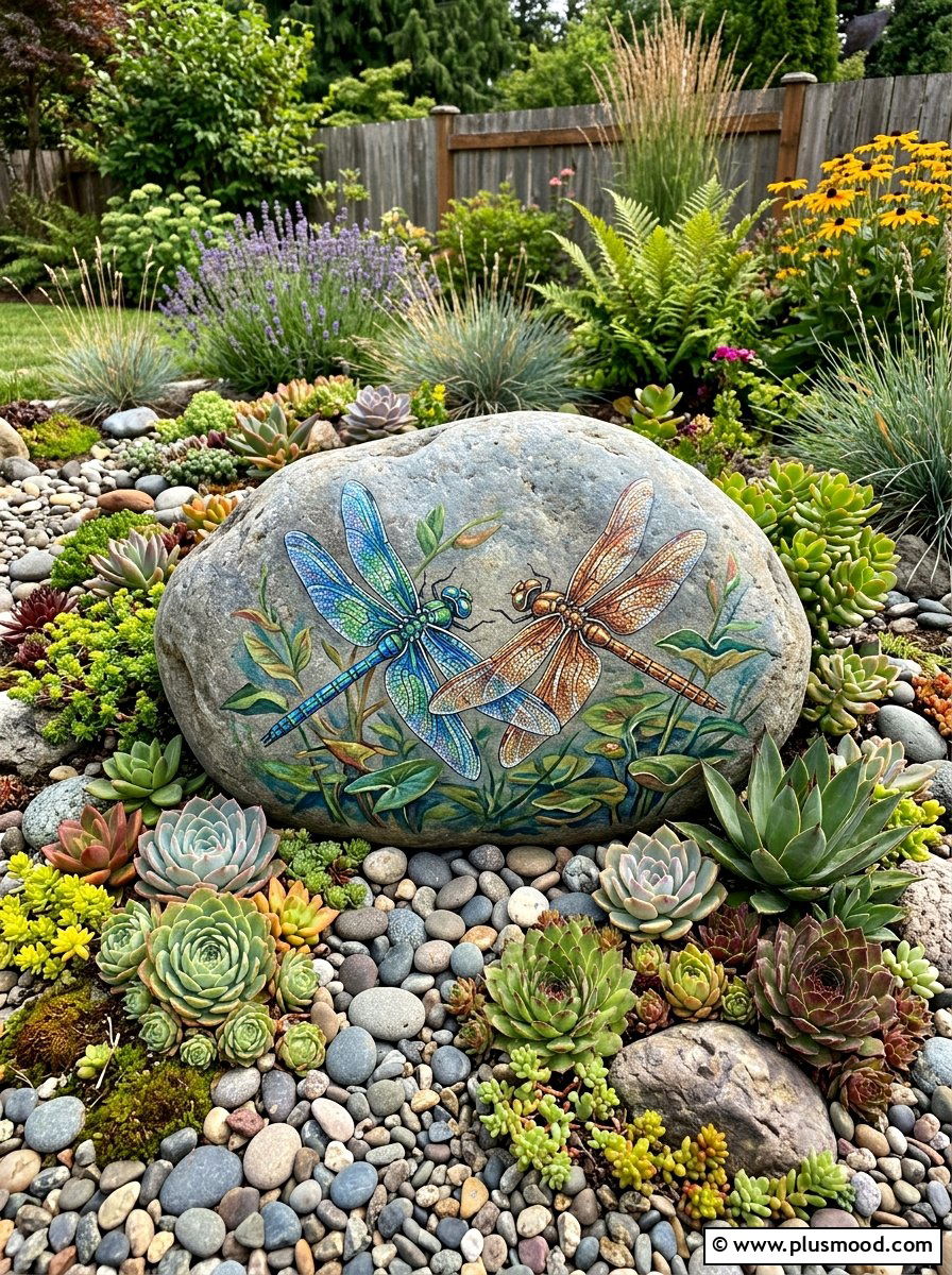 Double dragonfly rock painting - 25 painted rock ideas with dragonflies