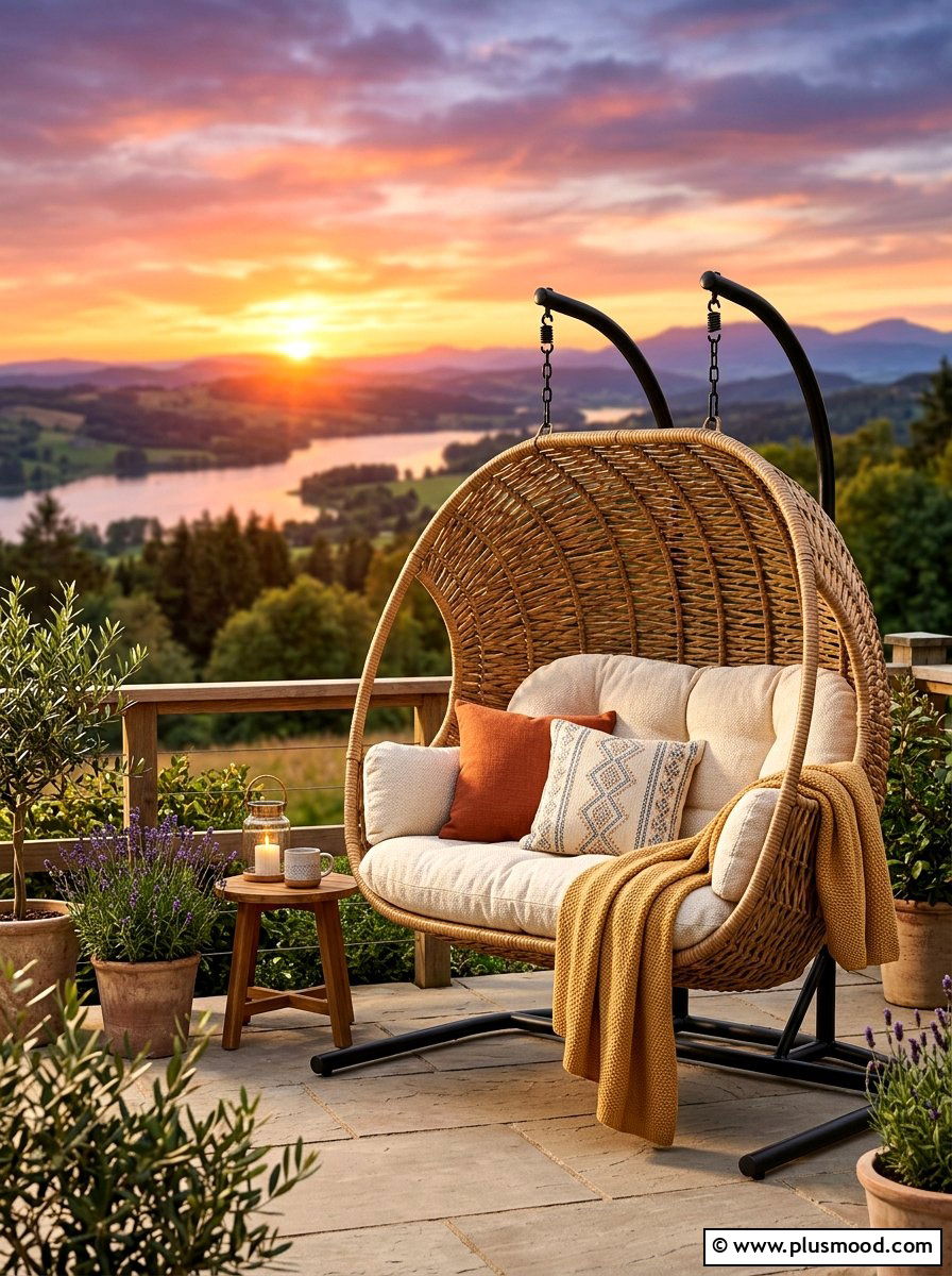 Double egg chair - 25 summer balcony swing chair ideas