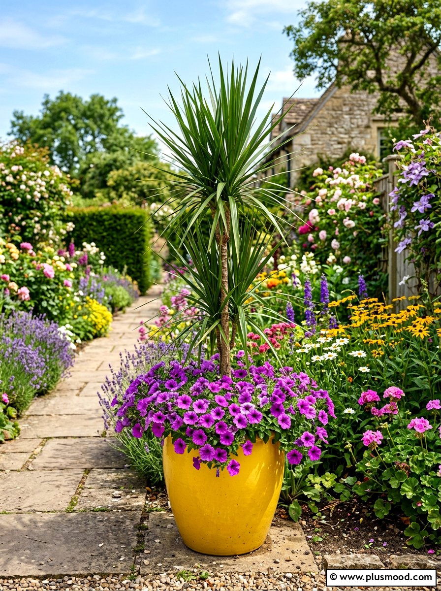 Dracaena Spiky Tropical Container - 25 summer tropical planter ideas