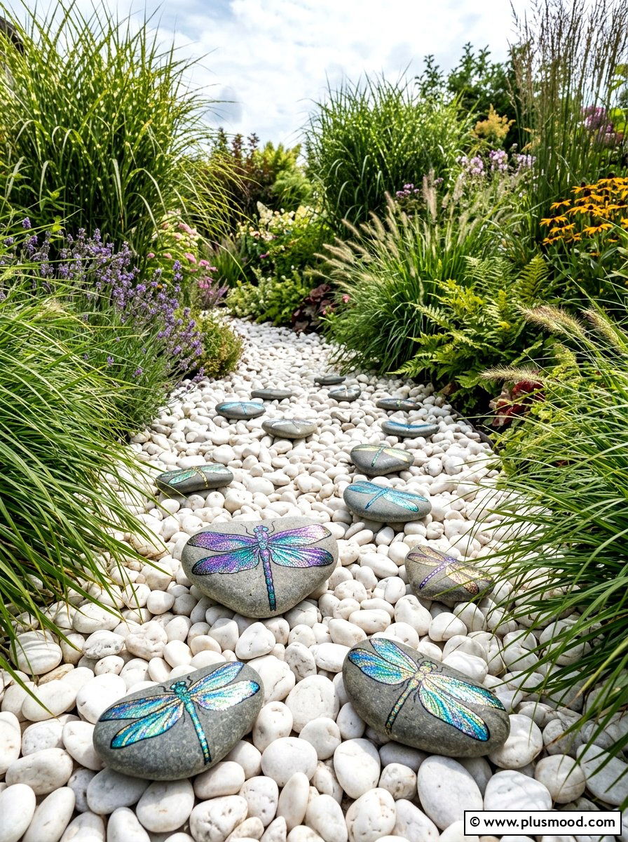 Dragonfly Garden Stones - 25 painted rock ideas for zen garden