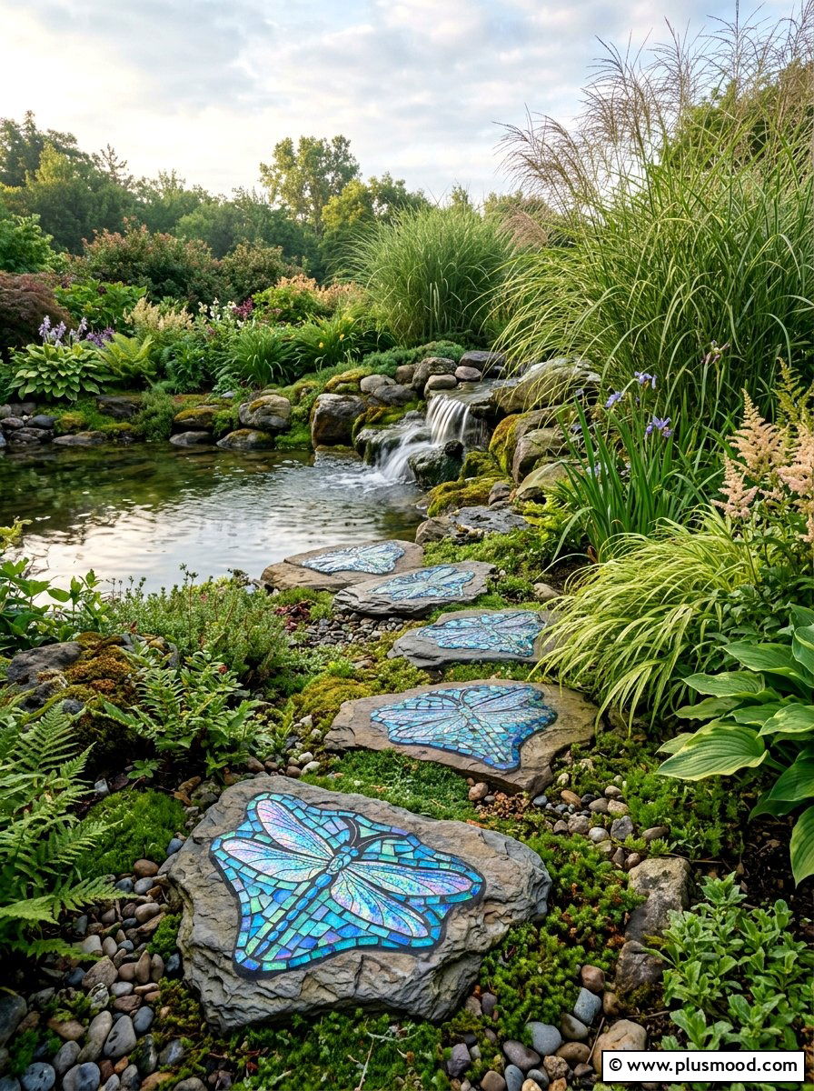 Dragonfly stepping stones - 25 painted rock ideas for stepping stones